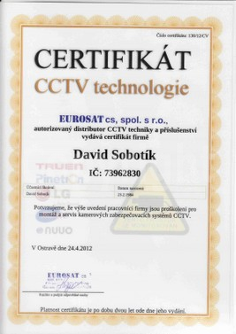 CCTV certifikát Školení na kamerové systémy